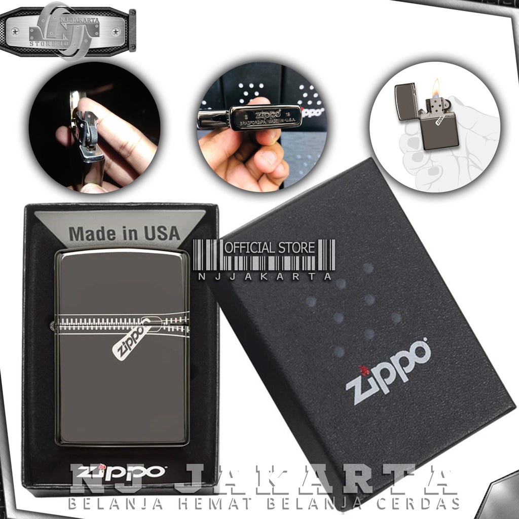 Korek Api Zippo Black Ice Authentic Classic Black Ice Zipper