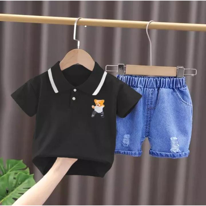 SETELAN ANAK TERBARU/SETELAN JEANS PENDEK 1-5 TAHUN