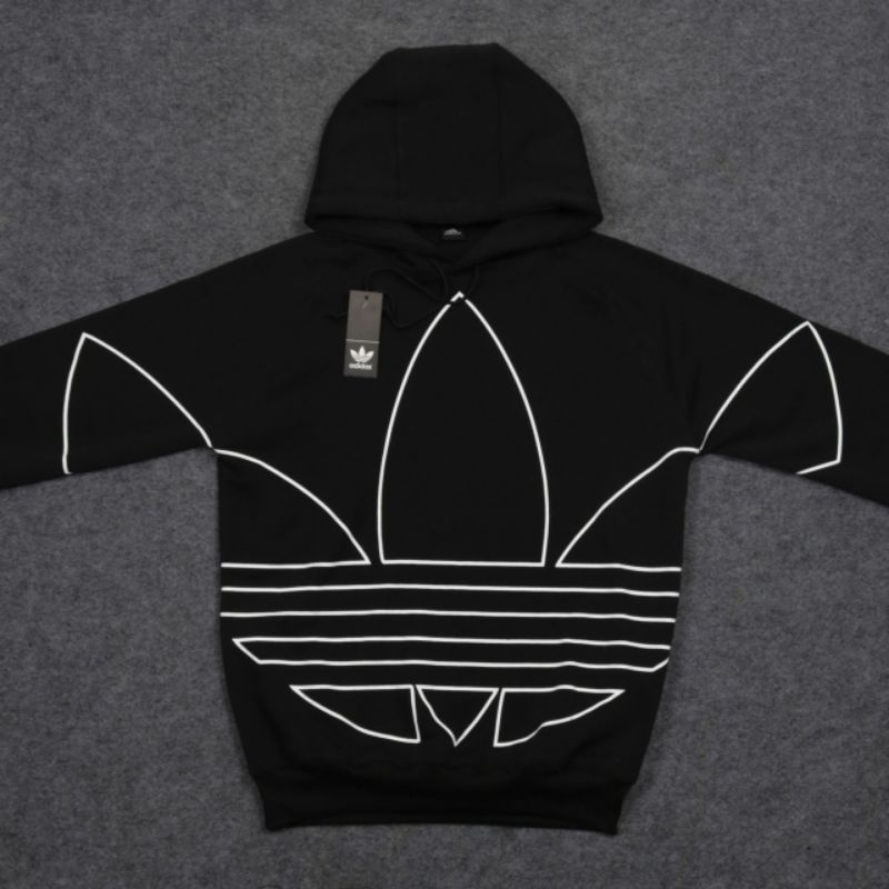 SWEATER HOODIE ADIDAS BIG LOGO HITAM AUTHENTIC FULLTAG &amp; LEBEL