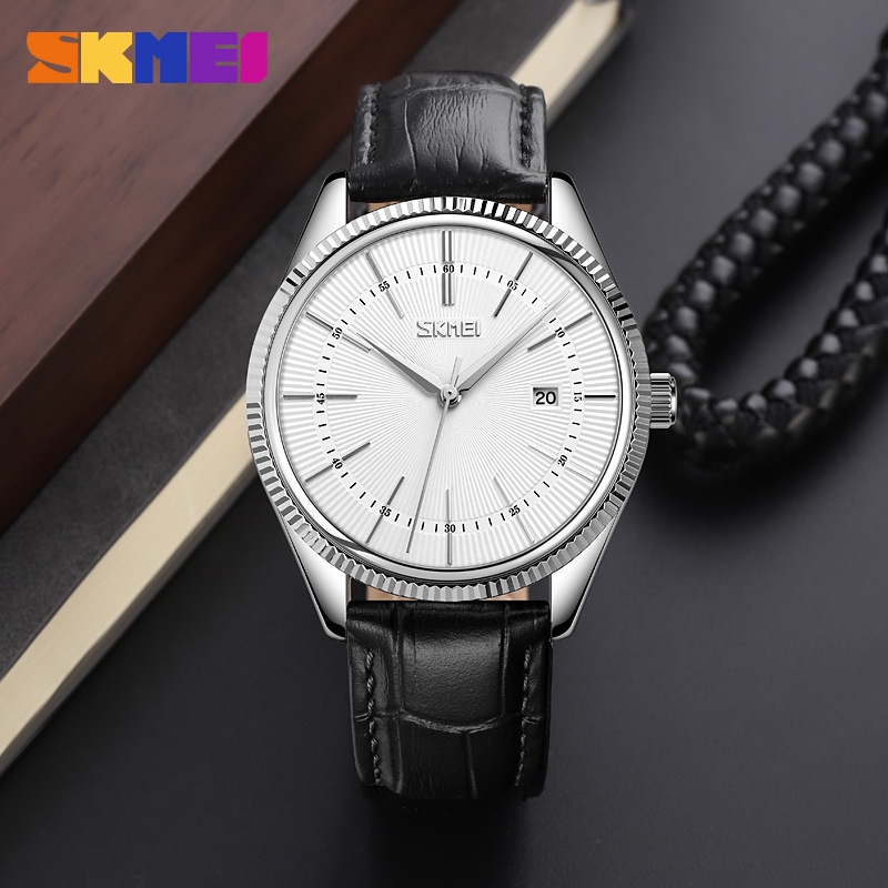 SKMEI 9298 Jam Tangan Pria Analog Model Classic Tali PU Leather WATCHKITE WKOS