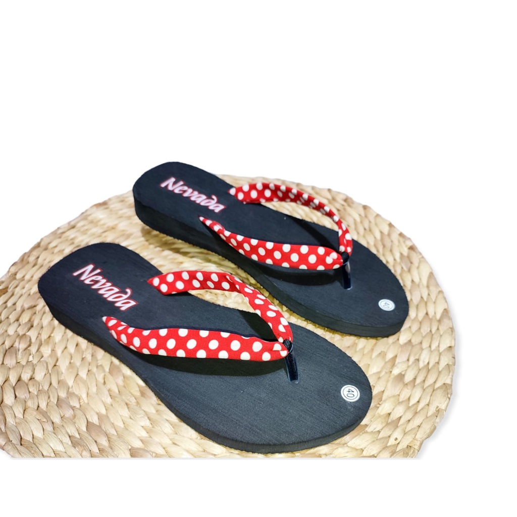 Sandal Jepit Wanita Dewasa Motif Tali Polkadot