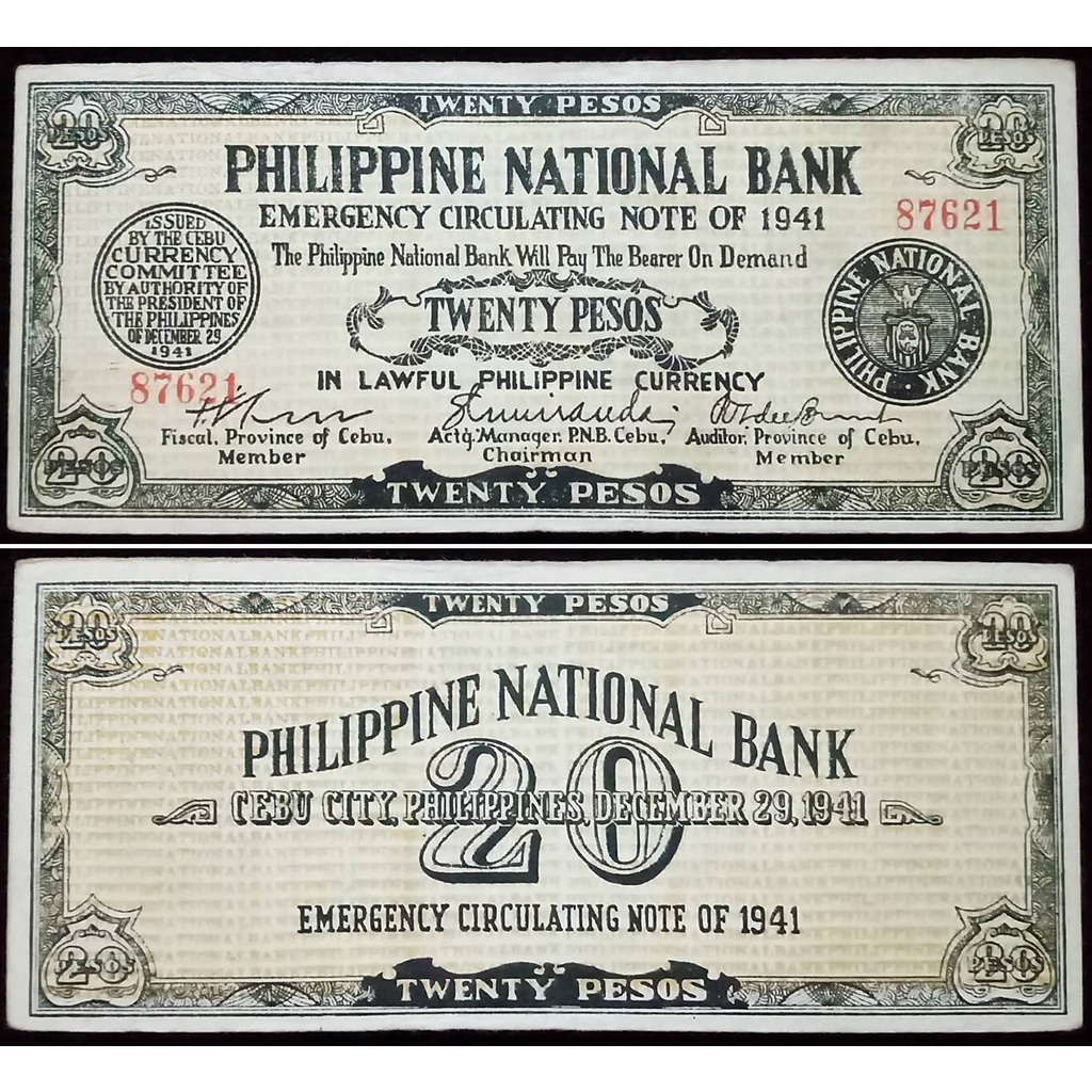 Uang Kuno Philippines/ Filipina 20 Peso Tahun 1941