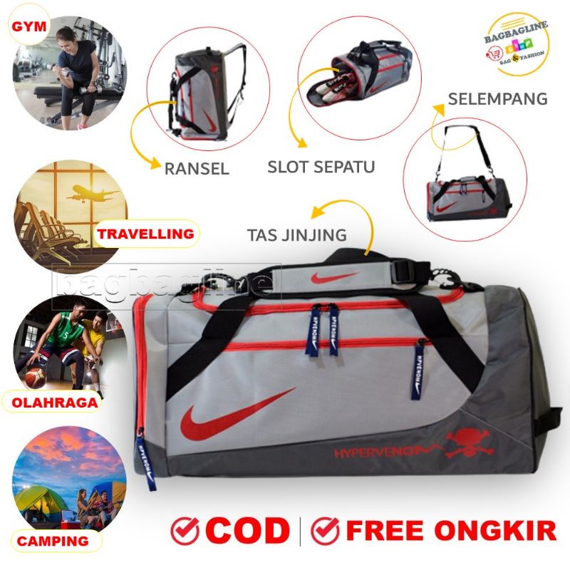 Tas Olahraga / Travel Bag / Duffel Bag / Gym Bag Nike Camo GYM Tennis Water Resist Traveling