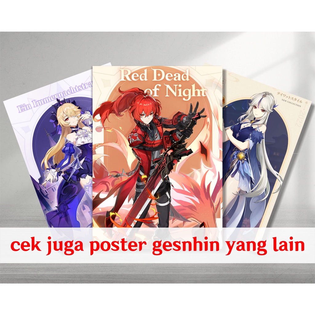 Koleksi Poster A4 Anime Game Genshin Impact B2 - Ayaka Ganyu Eula HuTao Kazuha Keqing Klee Nahida Nilou Shenhe Shinobu Raiden Shogun Xiao Yae Miko Yelan Zhongli