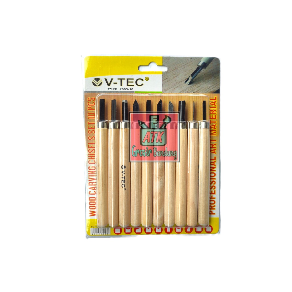 

V-Tec Wood Carving Chisels Set 10/ Vtec Pisau Ukir Set 10/ Alat Ukir Kayu V-Tec – Set 10 SHAGB