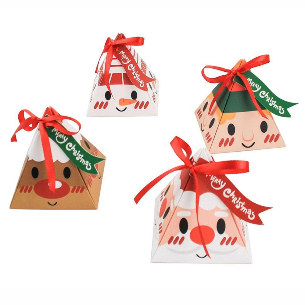 Solighter 10pcs Kotak Permen Desain Santa Claus Segitiga Warna Merah Untuk Dekorasi
