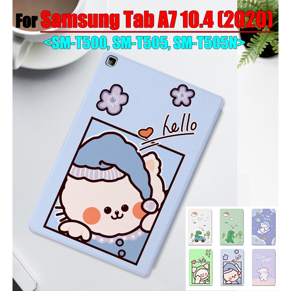 Casing Flipcase Samsung Galaxy Tab A7 10.4 (2020) SM-T500 SM-T505 SM-T505N Bahan Kulit Motif Kartun