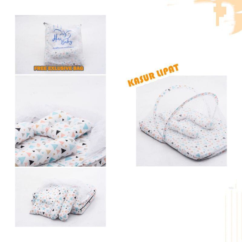 SET Kasur Bayi Lipat Kelambu Dan Bantal Anti Peang Murah