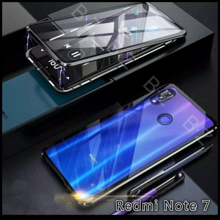 Double Glass Case Magnet Xiaomi Redmi Note 7/ Depan,Belakang Kaca