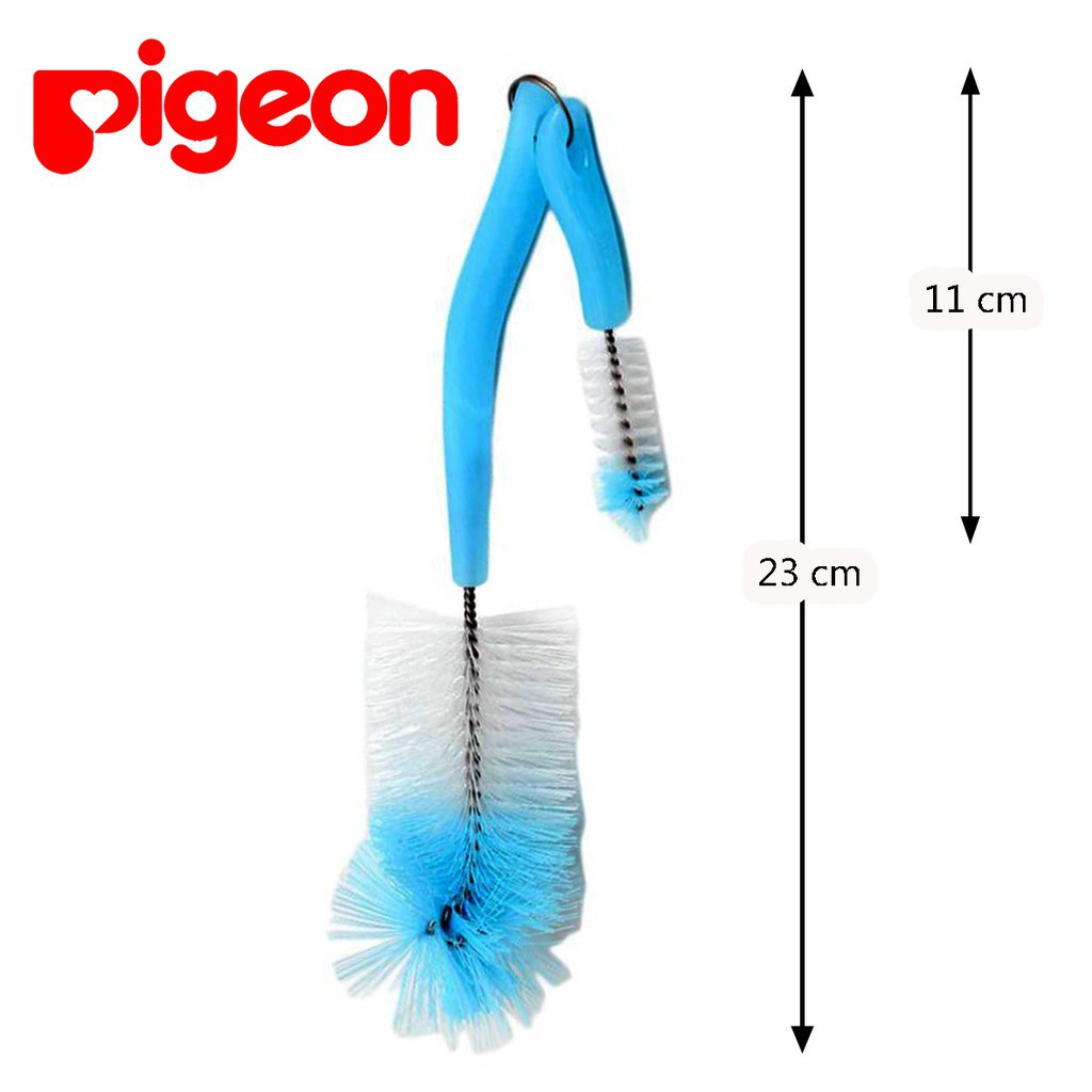 PIGEON 2in1 2 in 1 Bottle &amp; Nipple Rotary Brush Sikat Botol Susu Nilon Nylon Biru
