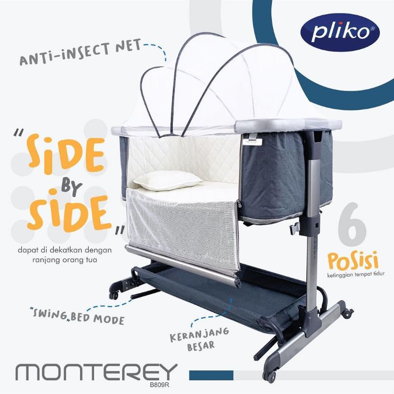 Makassar - Pliko 809R Monterey 3 in1 Baby Box Side Bed / Tempat Tidur Ranjang Bayi Bisa Buka Samping Bisa Ayun