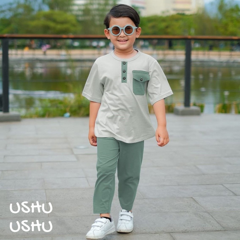 BEST SELLER NGAJI SERIES USHU USHU BOYS BAJU ANAK 1 STEL DENGAN CELANA