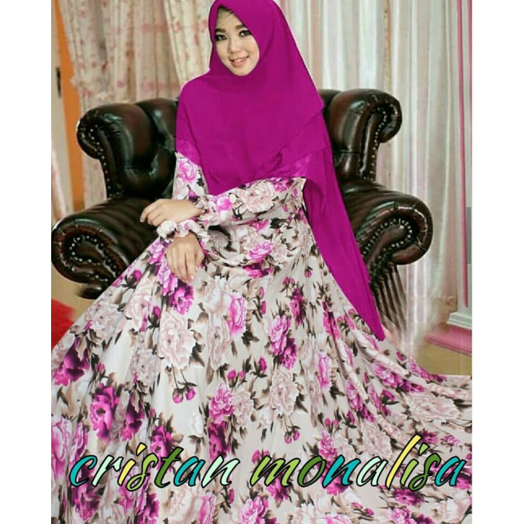 gamis syarii monalisa  premium pelangi  set khimar seruty bebydoll 2 layer terbaru