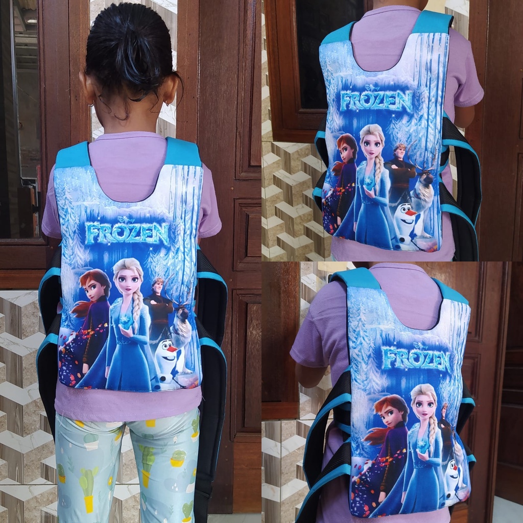 SABUK BONCENG ANAK DEPAN DAN BELAKANG PENGAMAN DI MOTOR Gambar Frozen SABLON Print Digital printing