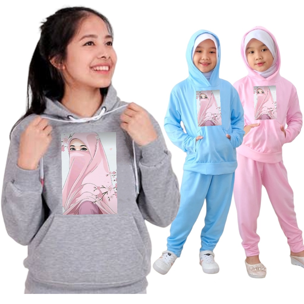 YVF - SWEATAER HOODIE SETELAN ANAK MOTIF HIJAB 07