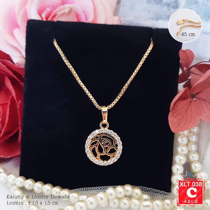 XLT 038  Kalung Itali Set Liontin Permata Sirkon Perhiasan Lapis Emas 18K Aksesoris Wanita Kalung Xuping Merk Yaxiya Meilyn Luxx Xuping