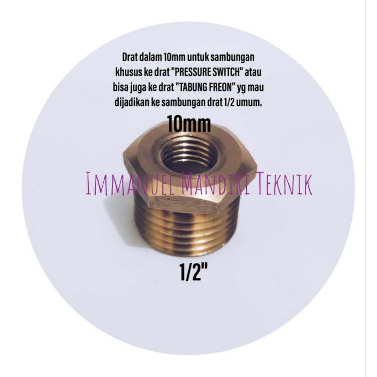 Nepel Freon Tabung 1/2 x 10mm / Konektor Tabung Freon 1/2 x 10mm