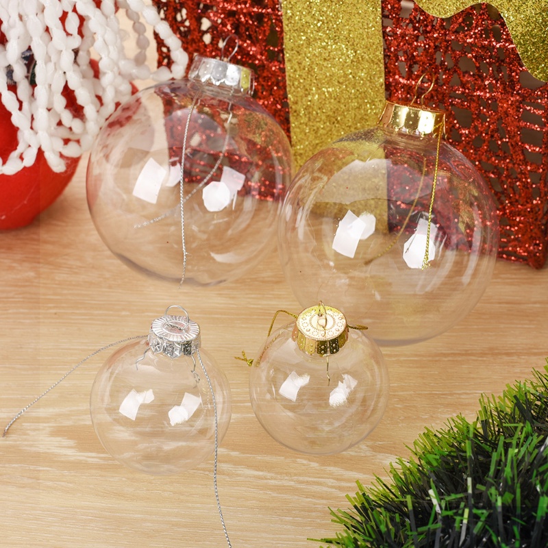 1 Pc Ornamen Bola Plastik Transparan Ukuran 6 / 10cm Untuk Dekorasi Pohon Natal