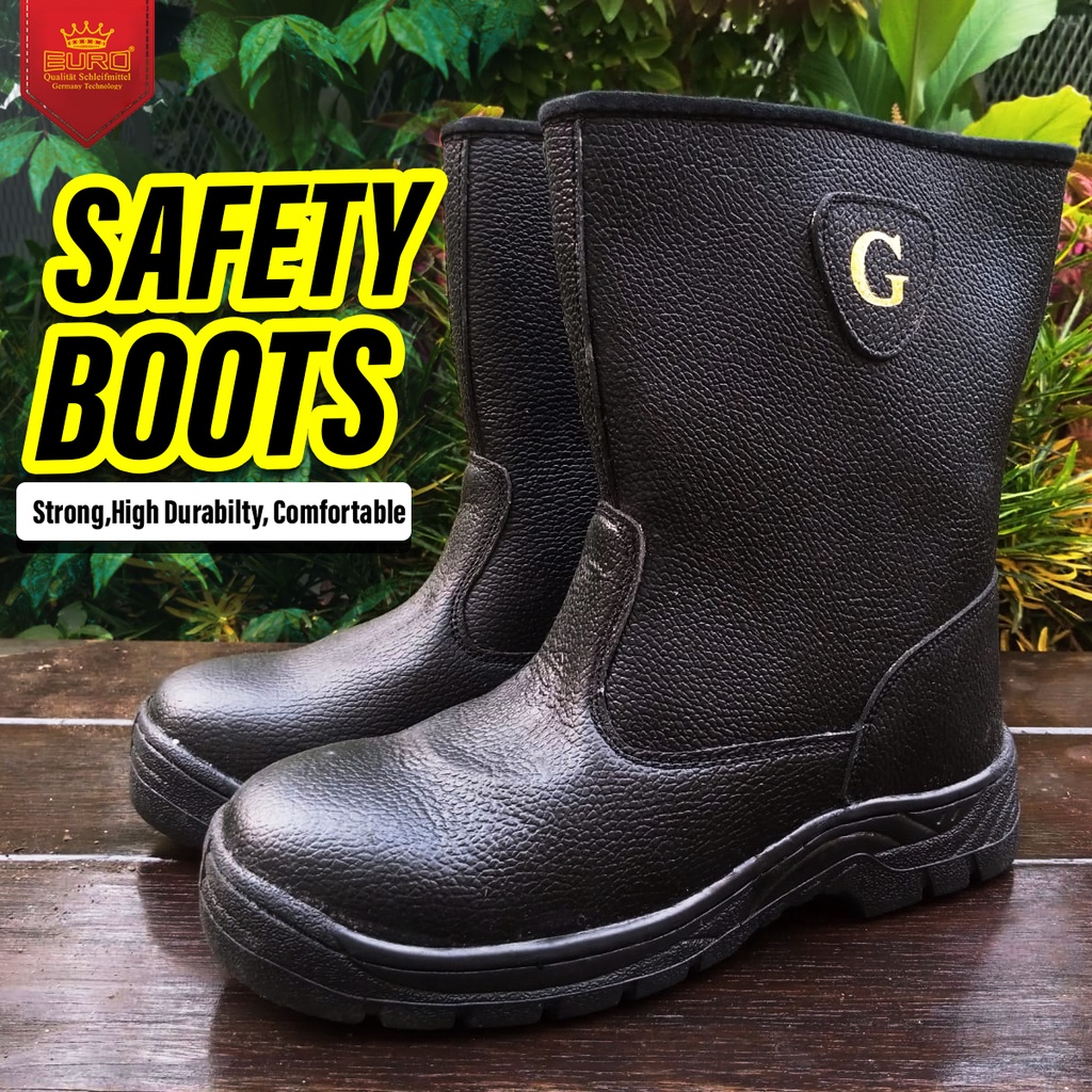 Sepatu safety G-KNIGHT boot proyek hitam kuat ujung besi pria original