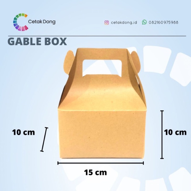 

Gable Box Kraft / Gantungan / Toples / Hampers LAMIT DALAM uk 15x10x10