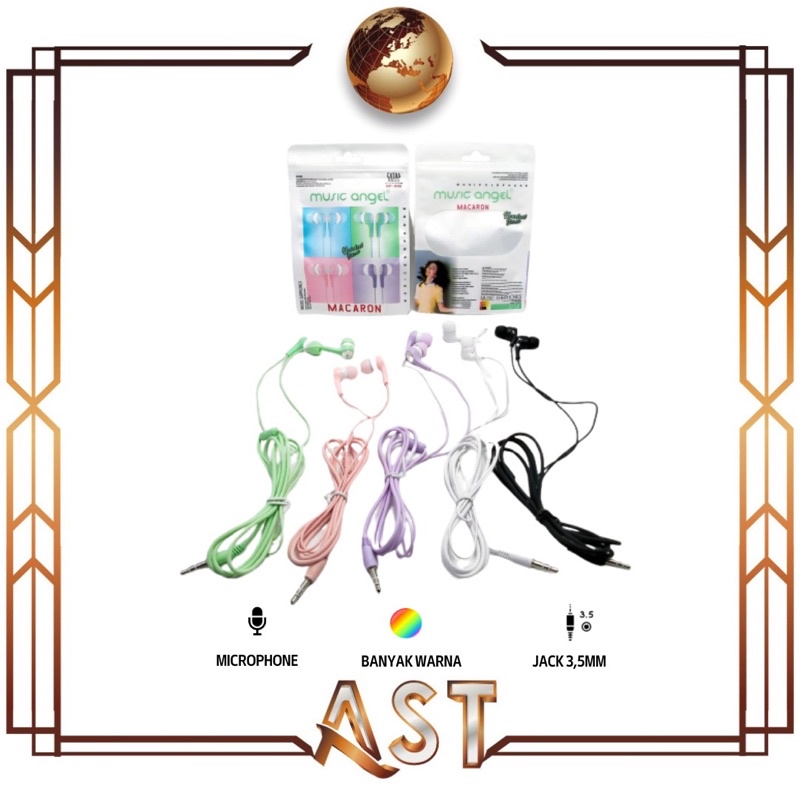 Headset Music Angel Macaron Hf Musik Super bass Sound MP3 Handsfree Original