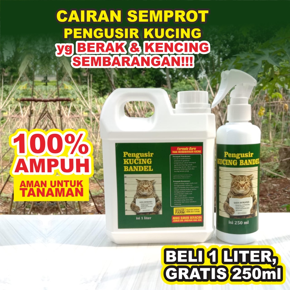 [bogorfarm] PENGUSIR KUCING NAKAL 1 LITER GRATIS 250ml | Cat Repellent | Pengusir Kucing Bandel | Cairan Pengusir Kucing | Spray Anti Kucing