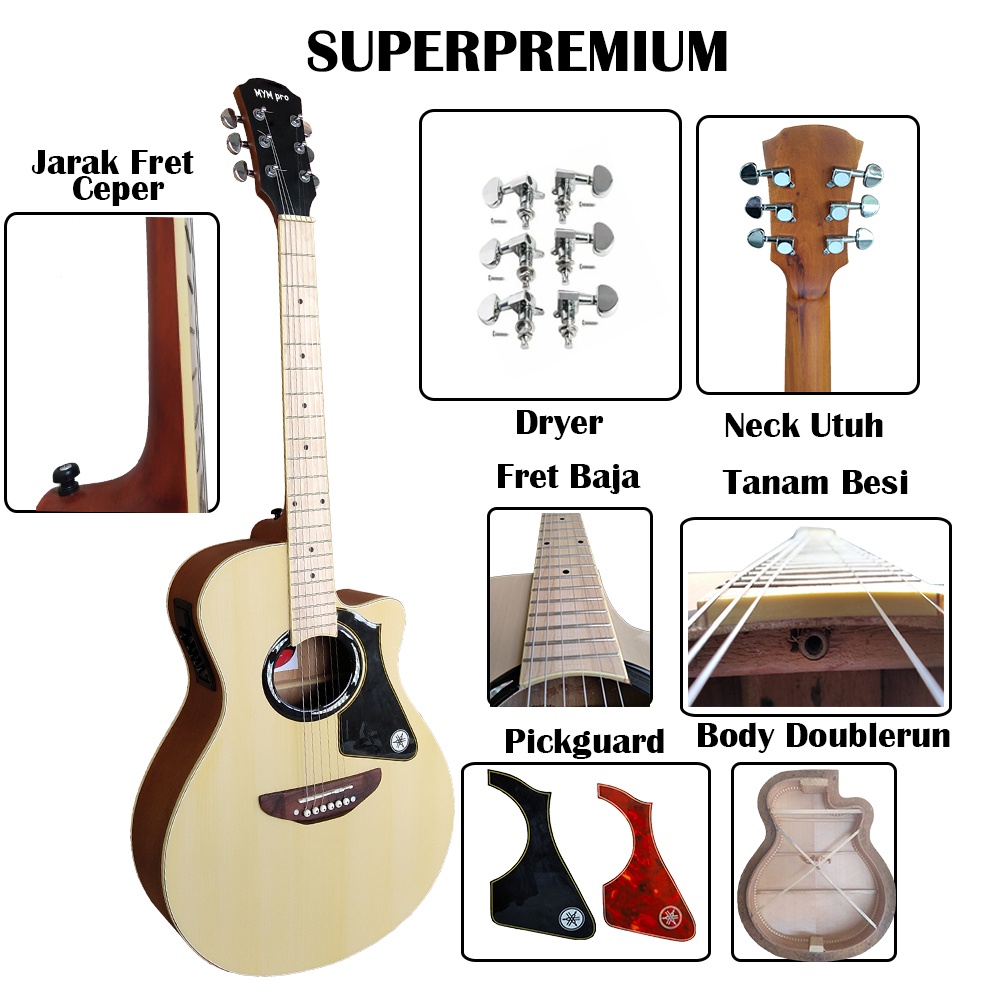 Gitar Apx Custom Akustik Elektrik Double Run Neck Utuh EQ 7545R