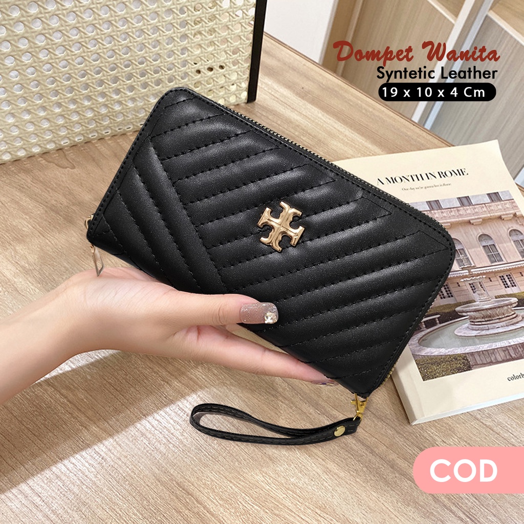 Dompet panjang wanita kulit sintetis motif bordir garis dompet wanita remaja dewasa kekinian terbaru