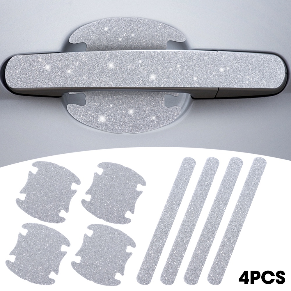 4pcs / Set Stiker Reflektif Pelindung Handle Pintu Mobil Universal Anti Gores