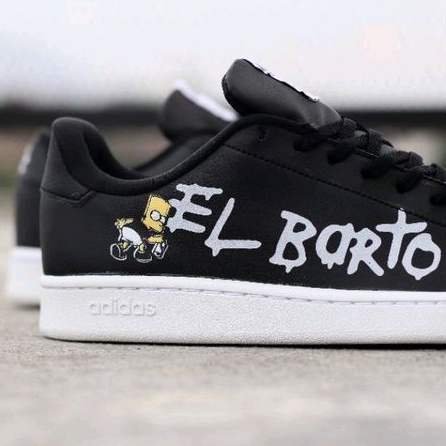 BARU ADIDAS GRAND COURT THE SIMPSON EL BARTO ALL BLACK