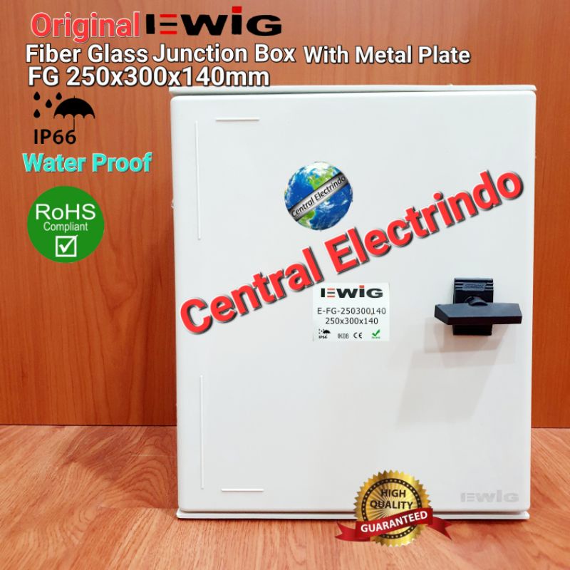 Fiber Glass Junction Box Panel FG 250×300×140mm EWIG With Metal Plate.