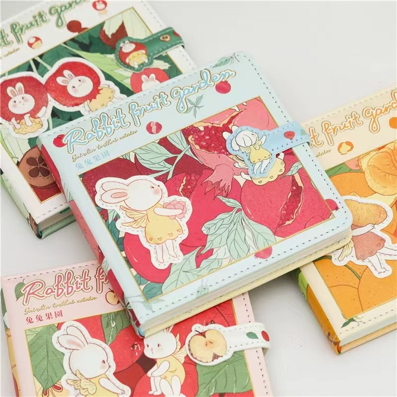 

Semi-ink stationery Rabbit Rabbit Fruit Garden girl heart hand ledger color page checkered girl lovely bright bright craft magnetic buckle hand account book good-looking book high appearance level INS wind simple portable note book