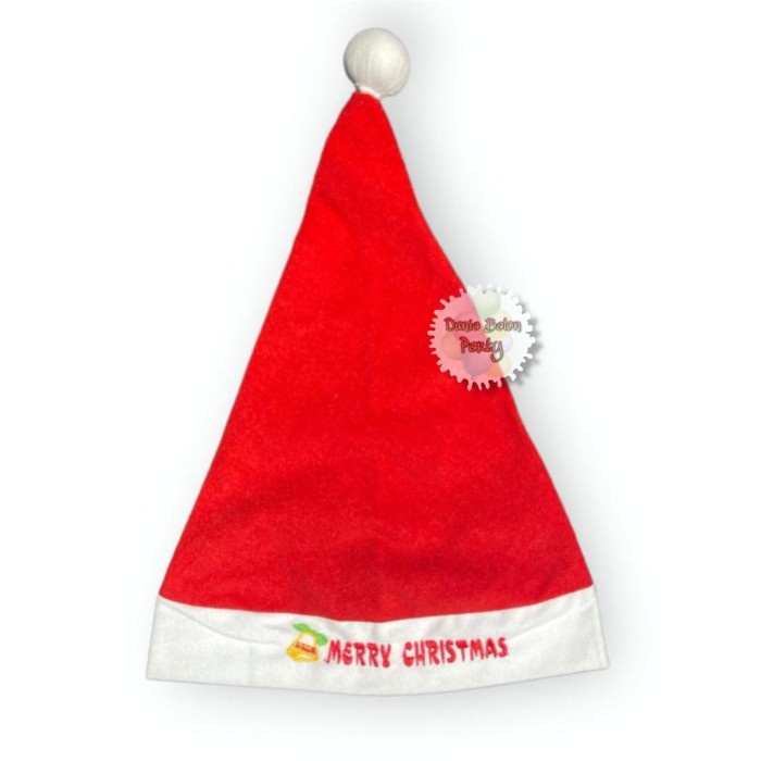 Topi Natal / Topi Santa Claus Bordir Merry Christmas