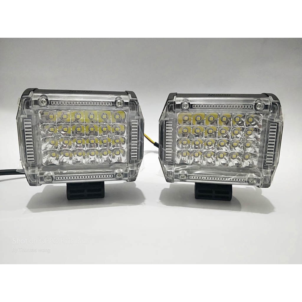 PROMO 2pcs LAMPU TEMBAK/LAMPU SOROT LED 24 MATA PUTIH SENJA BIRU+RED+RELAY FLASH UNIVERSAL (4704)