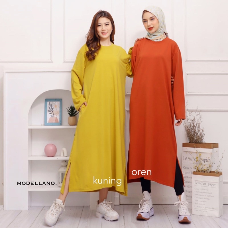 GLADYS MIDI DRESS POLOS COTTON TC JUMBO XXL BIGSIZE SLIT MURAH GROSIR ADEM TEBAL BUMIL MODELLANO