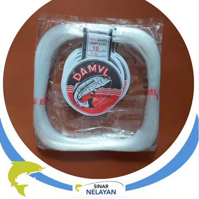 Senar pancing Damyl putih no 10 lbs, diameter 0.32 mm