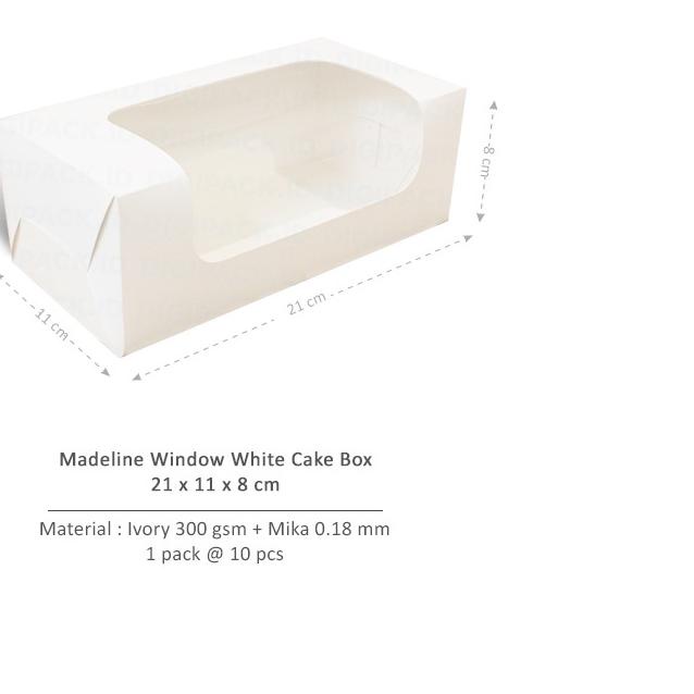 

[Digipack] Madeline Window White Cake Box 21 x 11 x 8 | Kotak | Dus