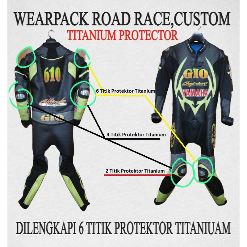 WEARPACK ROADRACE TITANIUM PROTEKSI. ((HANYA WEARPACK SAJA)) BAJU BALAP MOTOR DEWASA & ANAK.