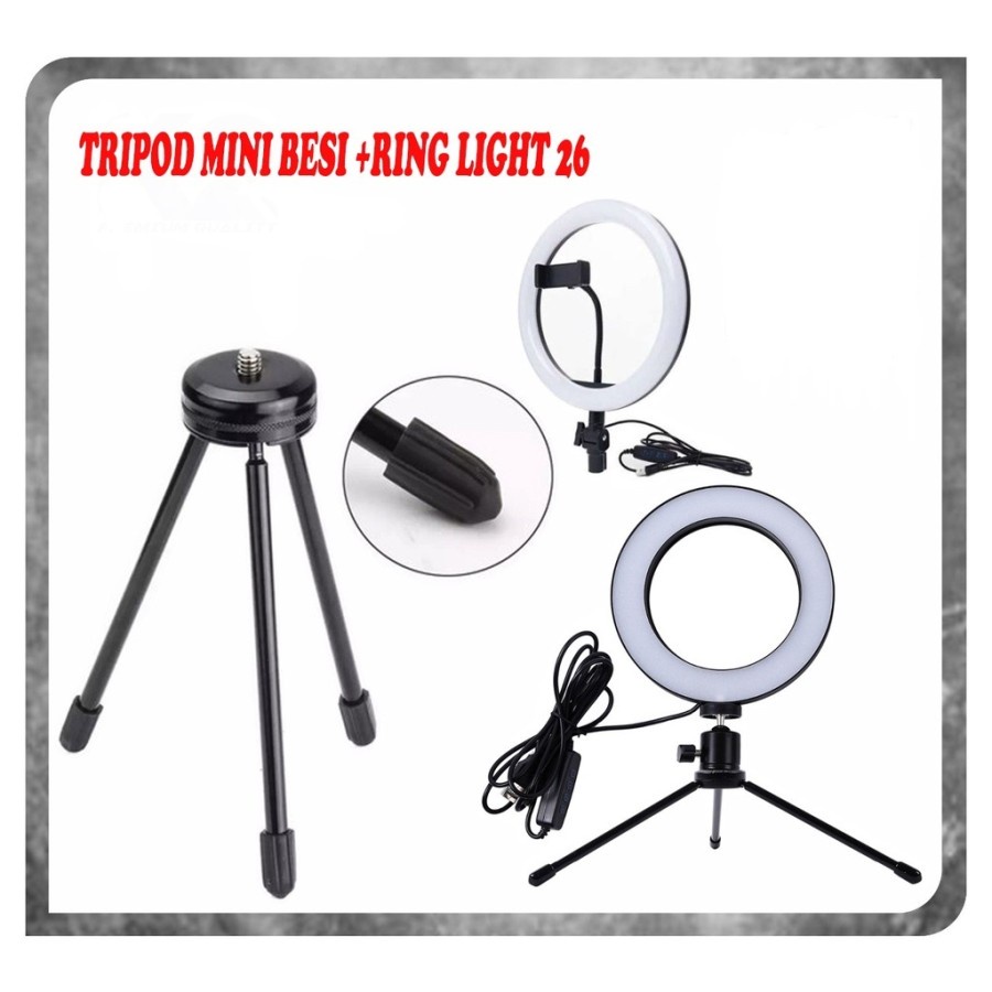 [MURAH] Ring light Tripod Ring Light 26cm tripod mini besi Halo Ring Light LED 2.1 METER