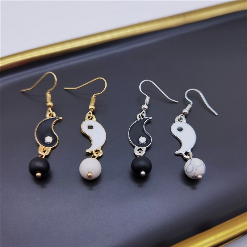 Anting Kait Desain Simbol Philosophy Yin Yang Life Balance Gaya Retro Klasik Untuk Wanita