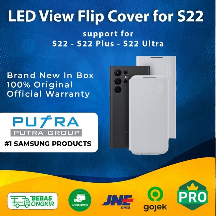 {SuheStore} Casing Samsung Galaxy S22 S22 Ultra LED View Flip Cover Case Lipat - S22 Black Berkualit