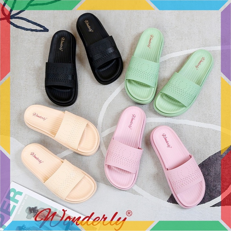 2001WL3 Sandal Selop Jelly Karet Wanita Wonderly Sendal Slop Cewek Rajut Rajutan Batik Glanzton