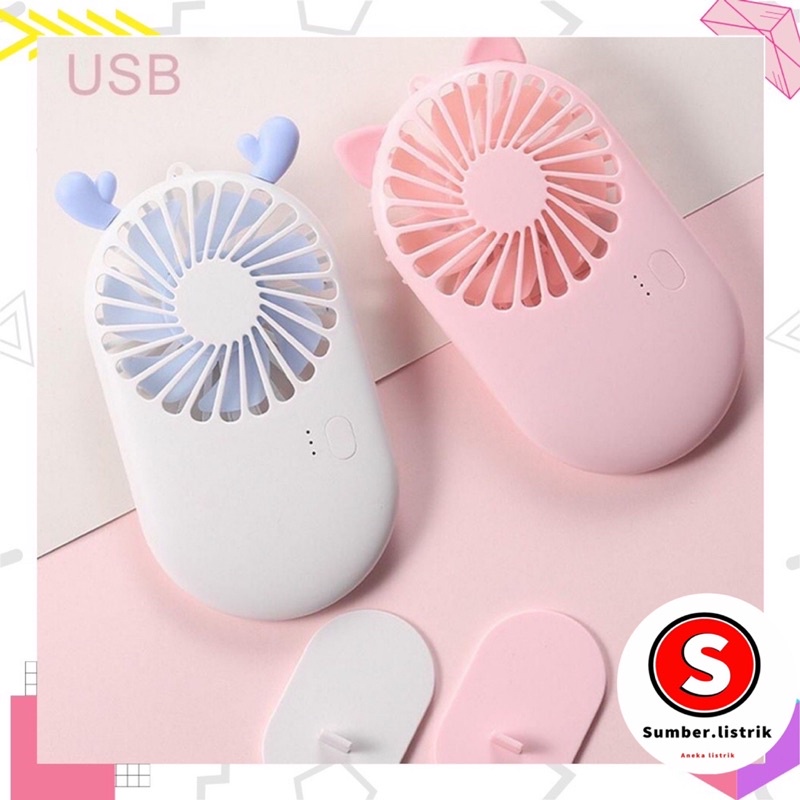Kipas Angin Mini Portable Karakter Lucu Dan Unik / Rechargeable Fan Make Up Murah
