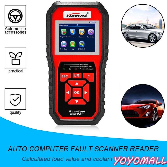 Yoyo Konnwei Kw850 Obdii Eobd Alat Scanner Diagnostik Mobil