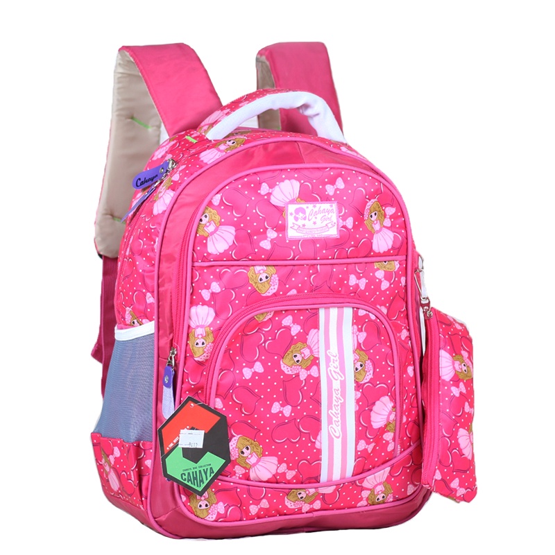 Tas Gendong Anak Sekolah TK SD Ransel Anak Perempuan Keren Cantik Gambar Karakter Kartun Pink Lucu