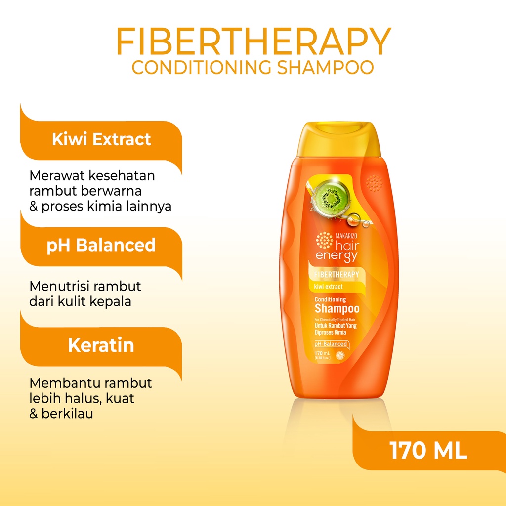 PAKET ISI 2-Makarizo Hair Energy Fibertherapy Conditioning Shampoo Kiwi 170 mL-1