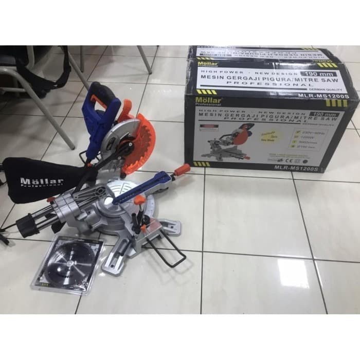 MOLLAR MS1200S Miter Saw Sliding 7" Laser / mesin gergaji mitre pigura