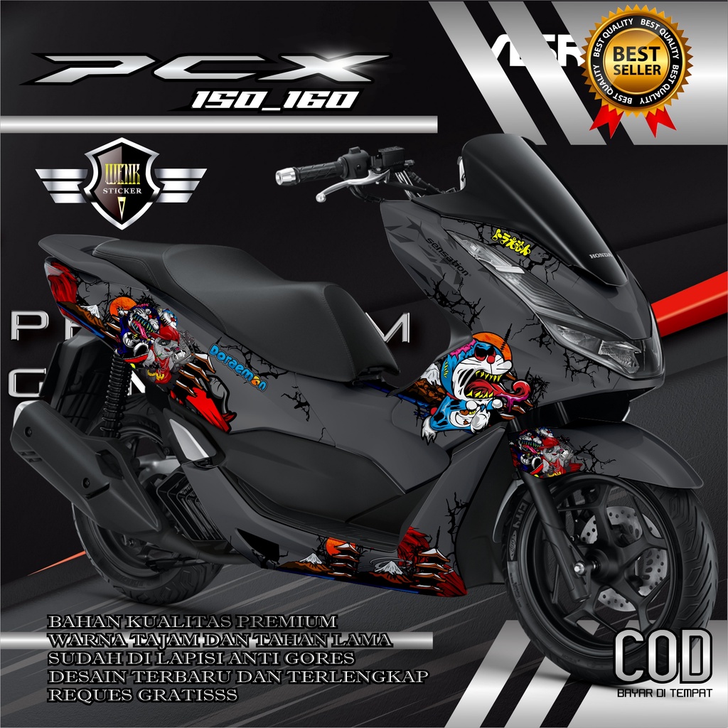 DECAL STICKER PCX 150_160 Desain DORAEMON ZOMBIE