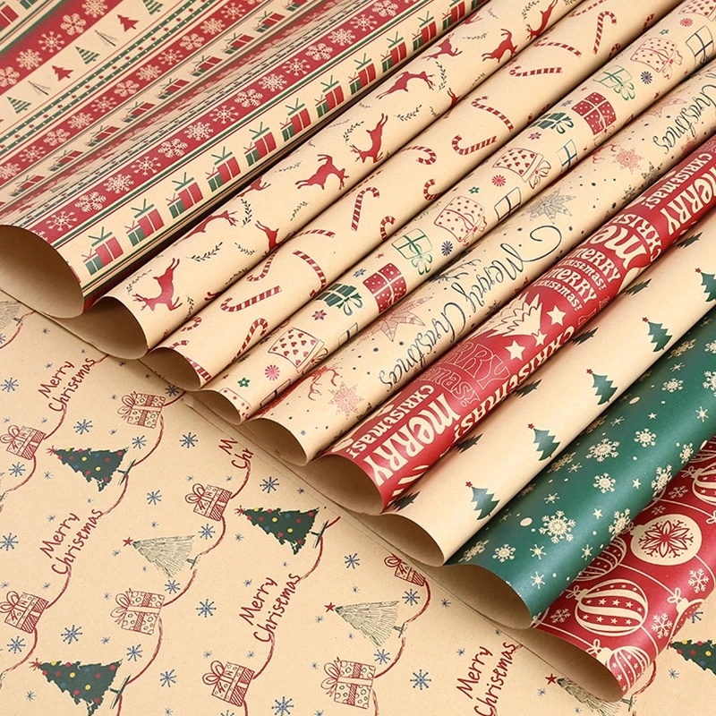 Kertas Pembungkus Jurnal Gaya Retro Untuk Dekorasi Natal Tahun Baru Handmade