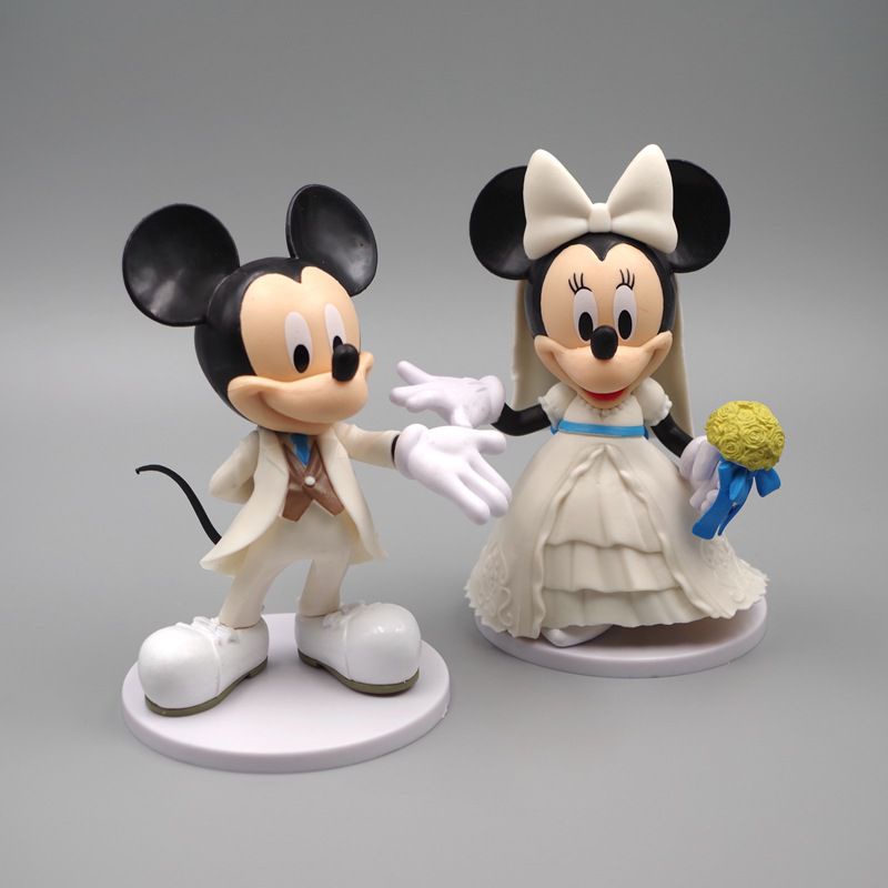 Wedding Mickey Dress Minnie 2pcs Disney Putih Figure Topper Kipas Hadiah Boneka Kue